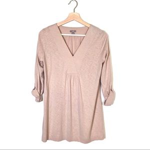 3/$25 J. Jill Basic V neck Roll-up Longsleeve Beige S EUC